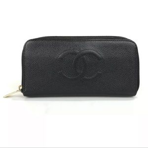 Vintage Chanel Caviar Black Wallet Purse